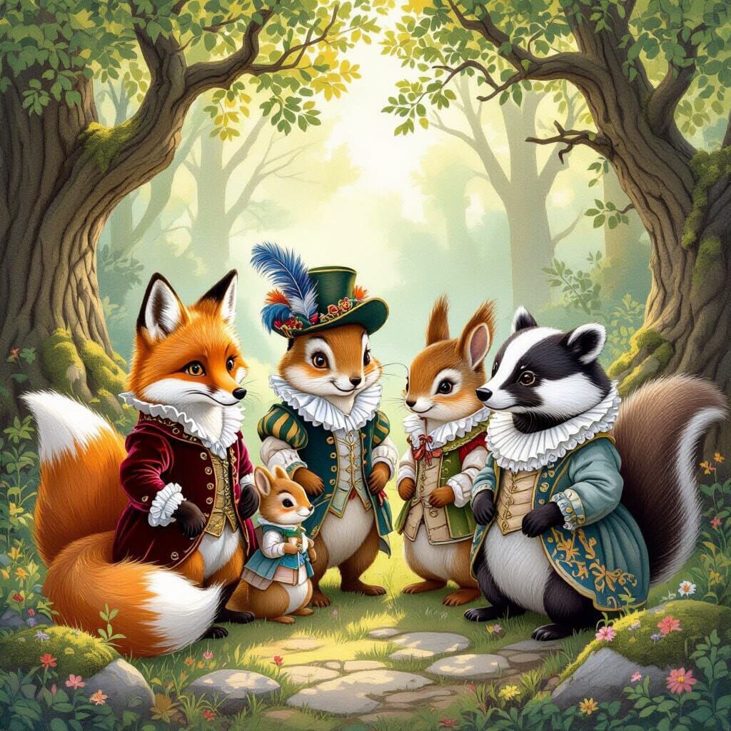 Adorable Forest Animals in Renaissance Attire