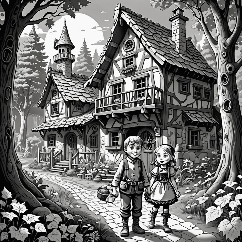 Hansel and Gretel Coloring Page for Kids