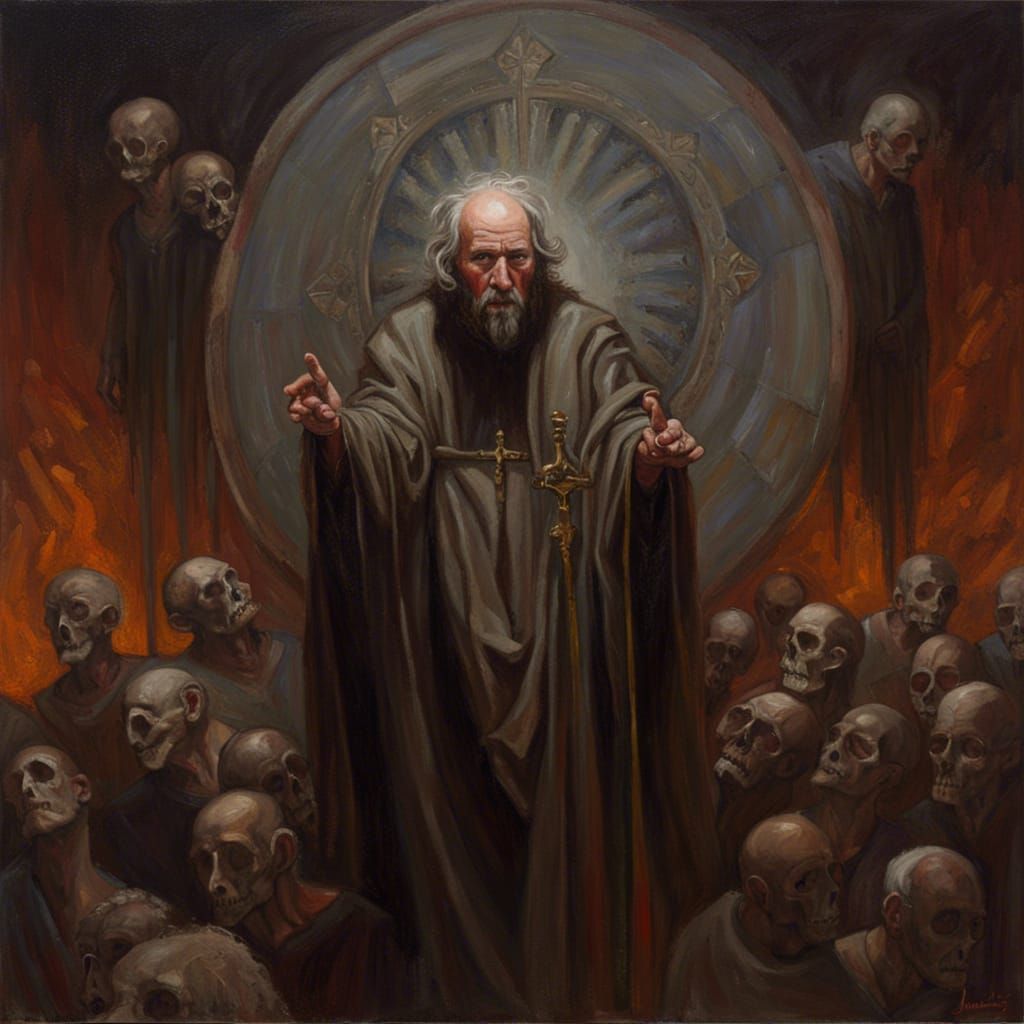 Antichrist Figure in Oil Painting Style