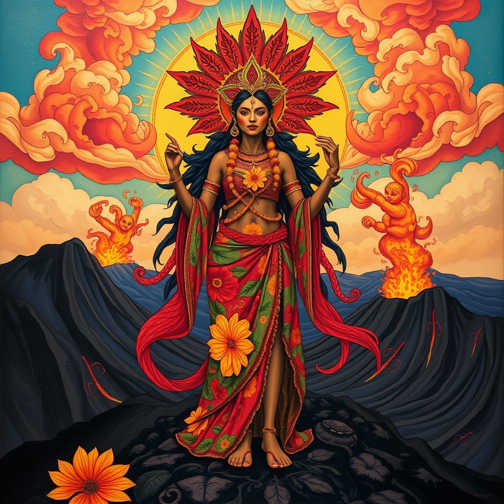 Pele: Hawaiian Goddess in Surreal Polynesian Art