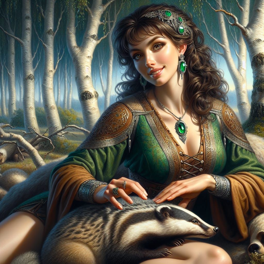 Hyperrealistic Norse Goddess in Forest Landscape