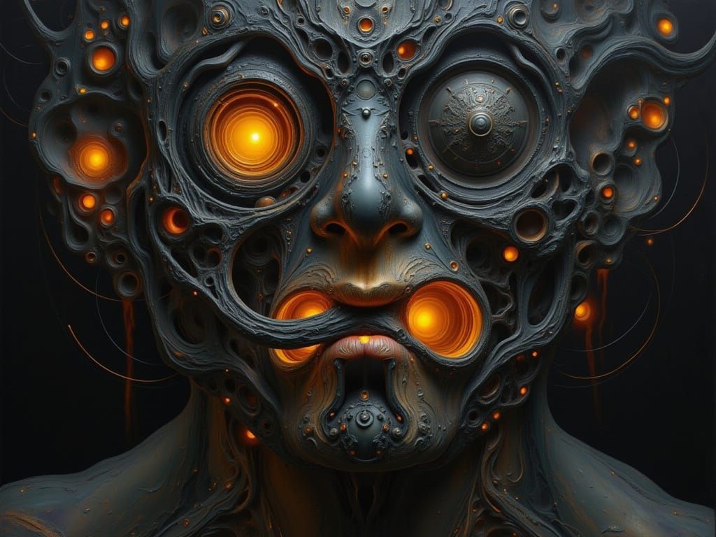 Surreal Baroque Portrait of a Face Made of Objects