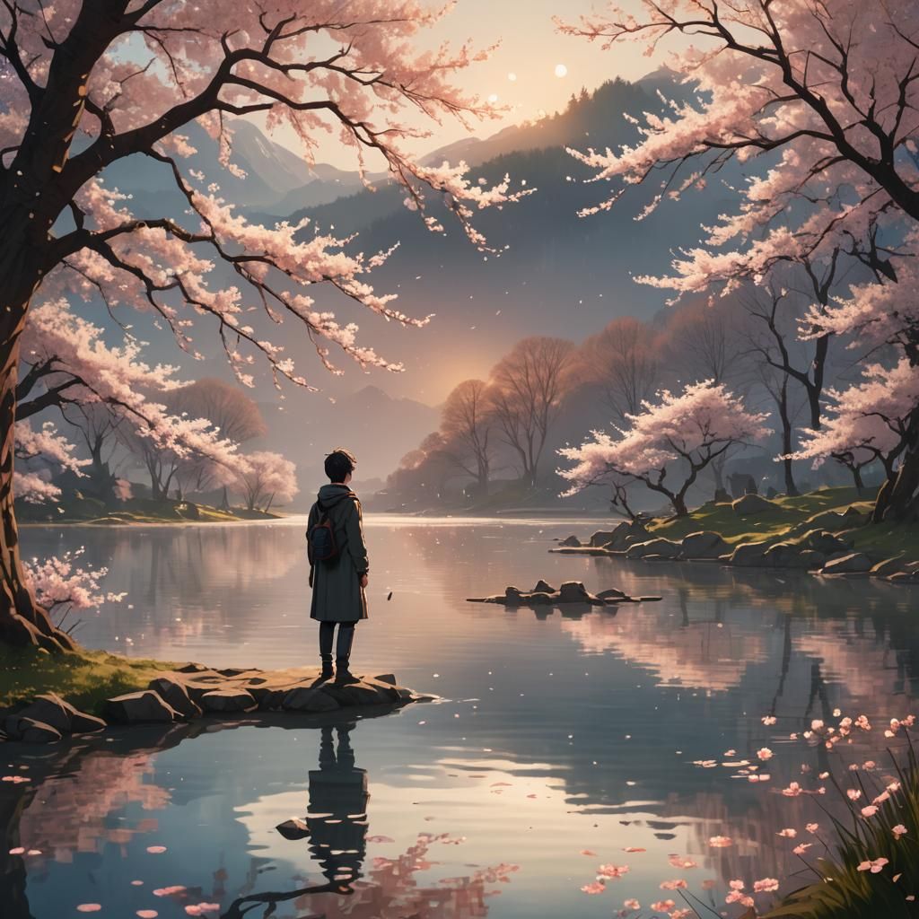 Anime Scene of Reflection by Cherry Lake