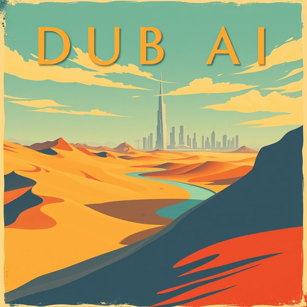 Vintage Dubai Travel Poster: 1940s Style
