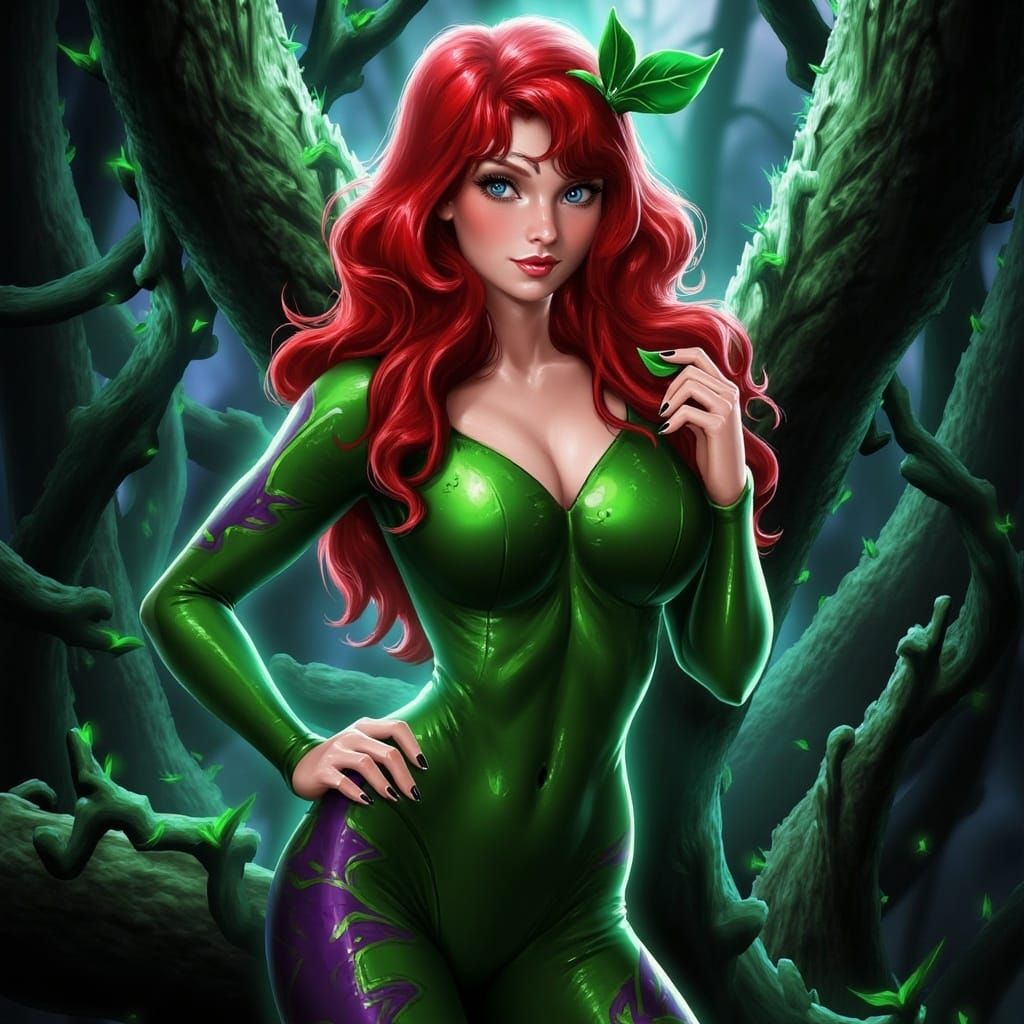 Poison Ivy in Gotham Jungle, Comic Book Style