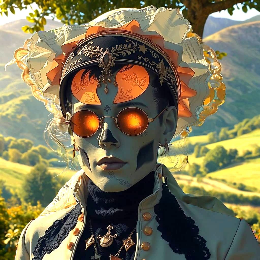 Figure in Antique Clothing in French Countryside