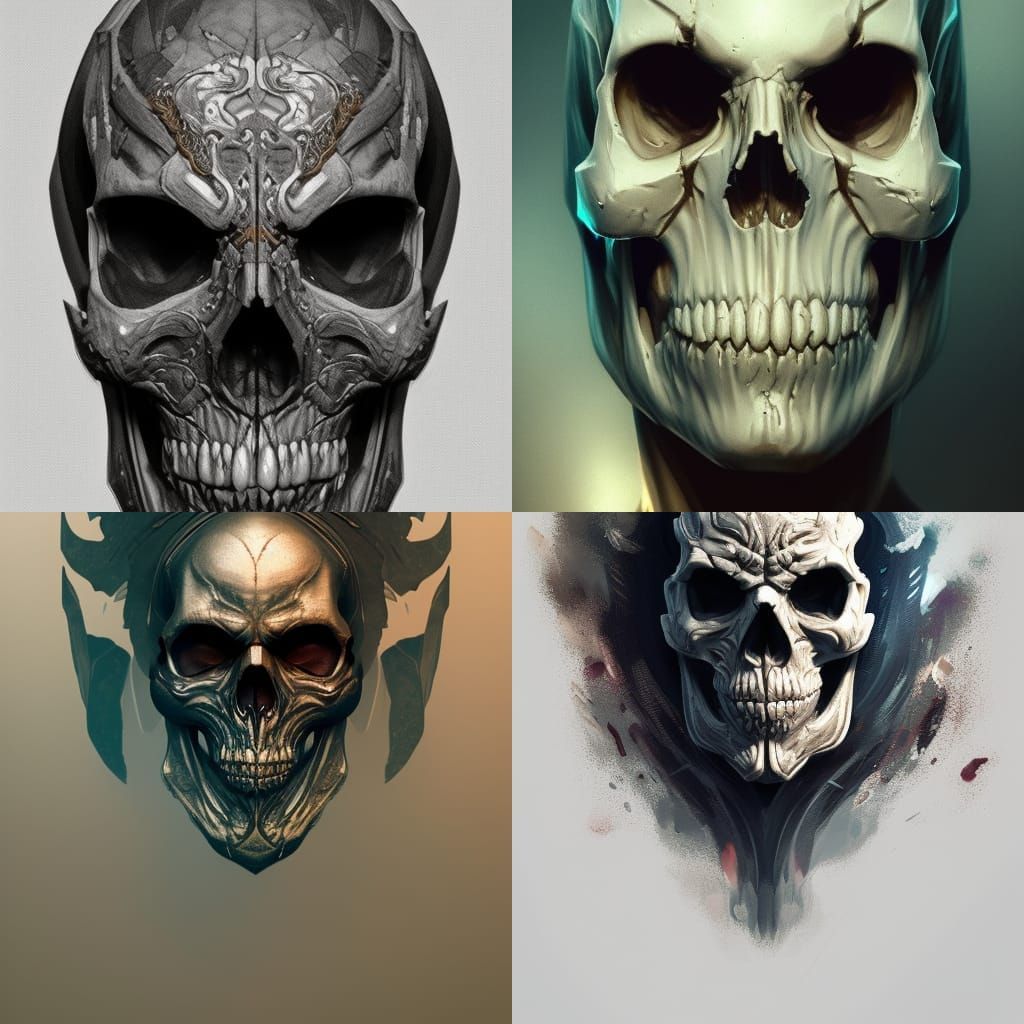 Hyperdetailed Skull Mask Portrait in Digital Painting Style