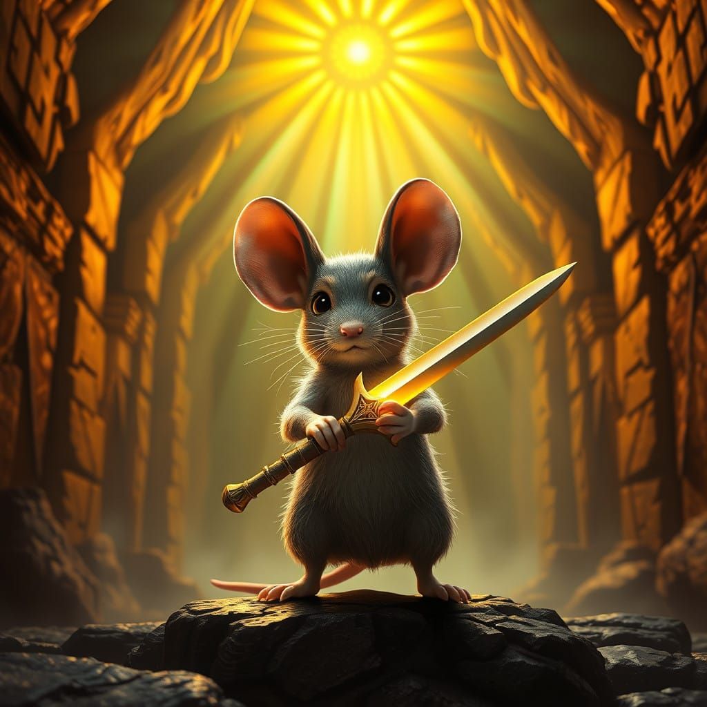 Inspirational Mouse Hero Stands Tall in Golden Castle Dungeo...