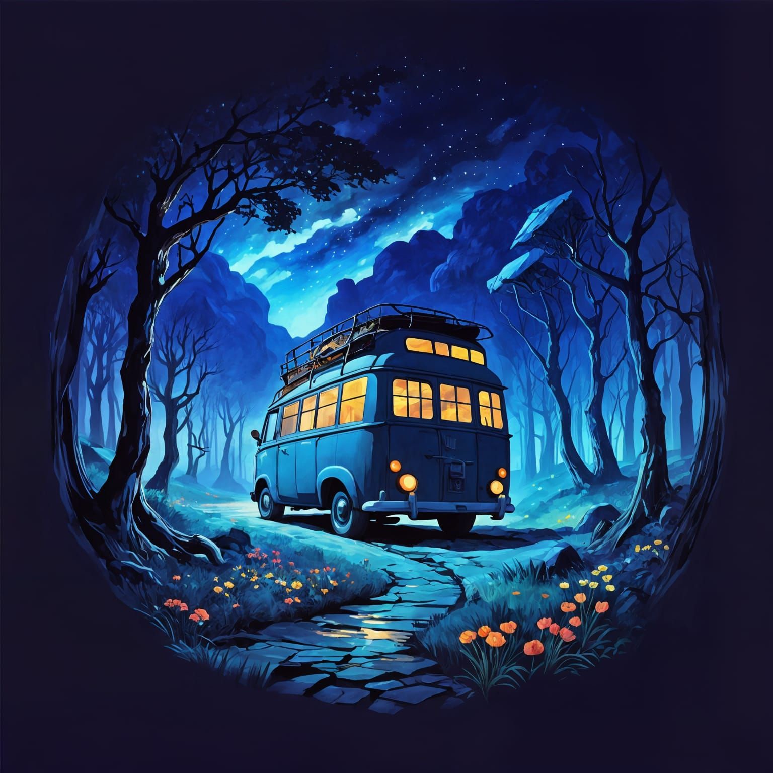 Whimsical Sci-Fi Fairytale Illustration in Studio Ghibli Sty...