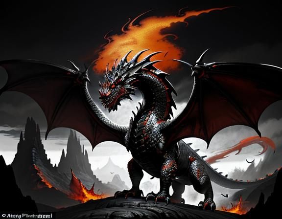 Fiery Dragon in Dynamic Fantasy Style