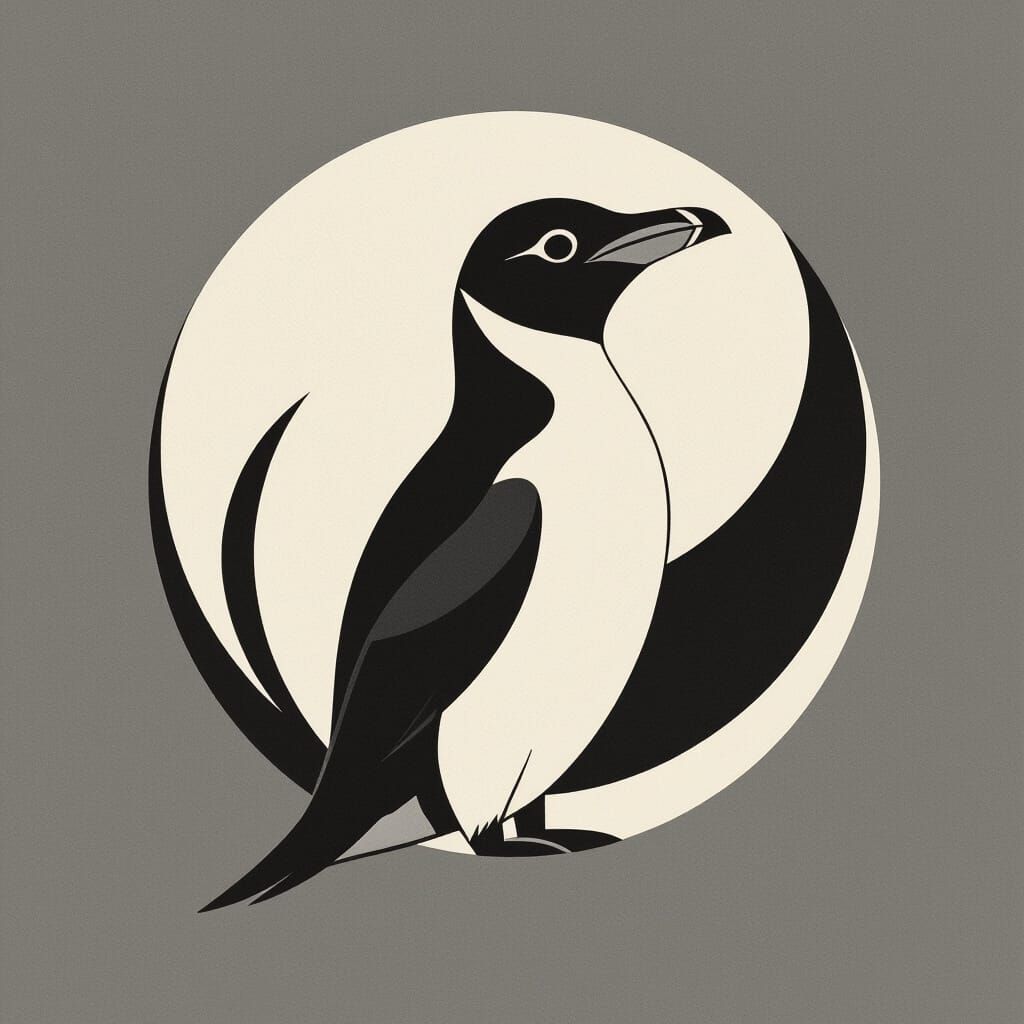 Razorbill Bird Logo in Negative Space Style