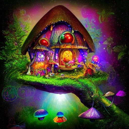 Astral Fairy Cottage with Magic Mushrooms