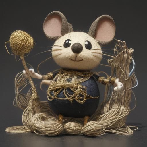 Futuristic String Mouse in Surreal Baroque Style