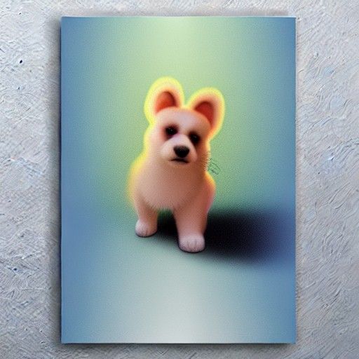 Cute Multicolored Puppy in Pastel Painting Style