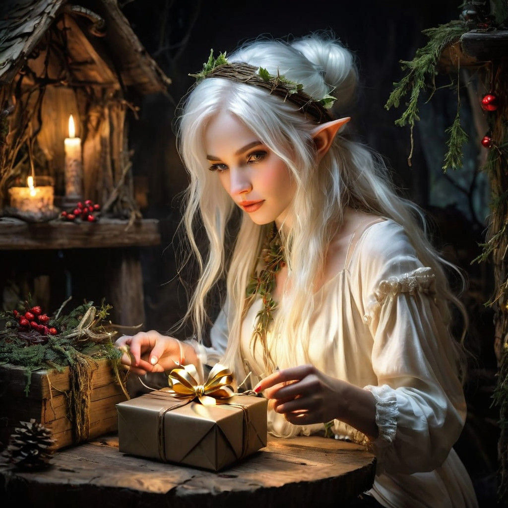 Enchanted Christmas Elf in Whimsical Winter Wonderland