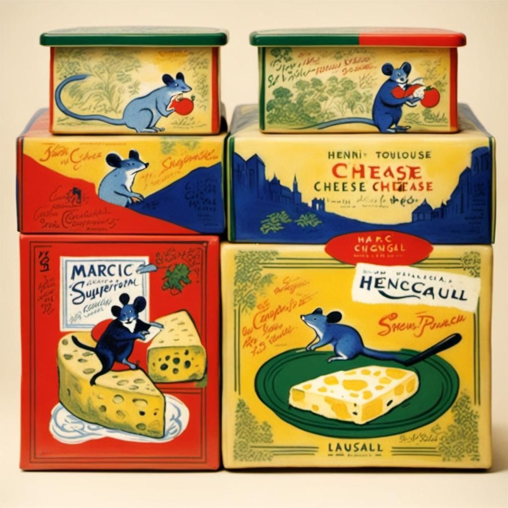 Mouse Cheese Package in Vintage Art Style