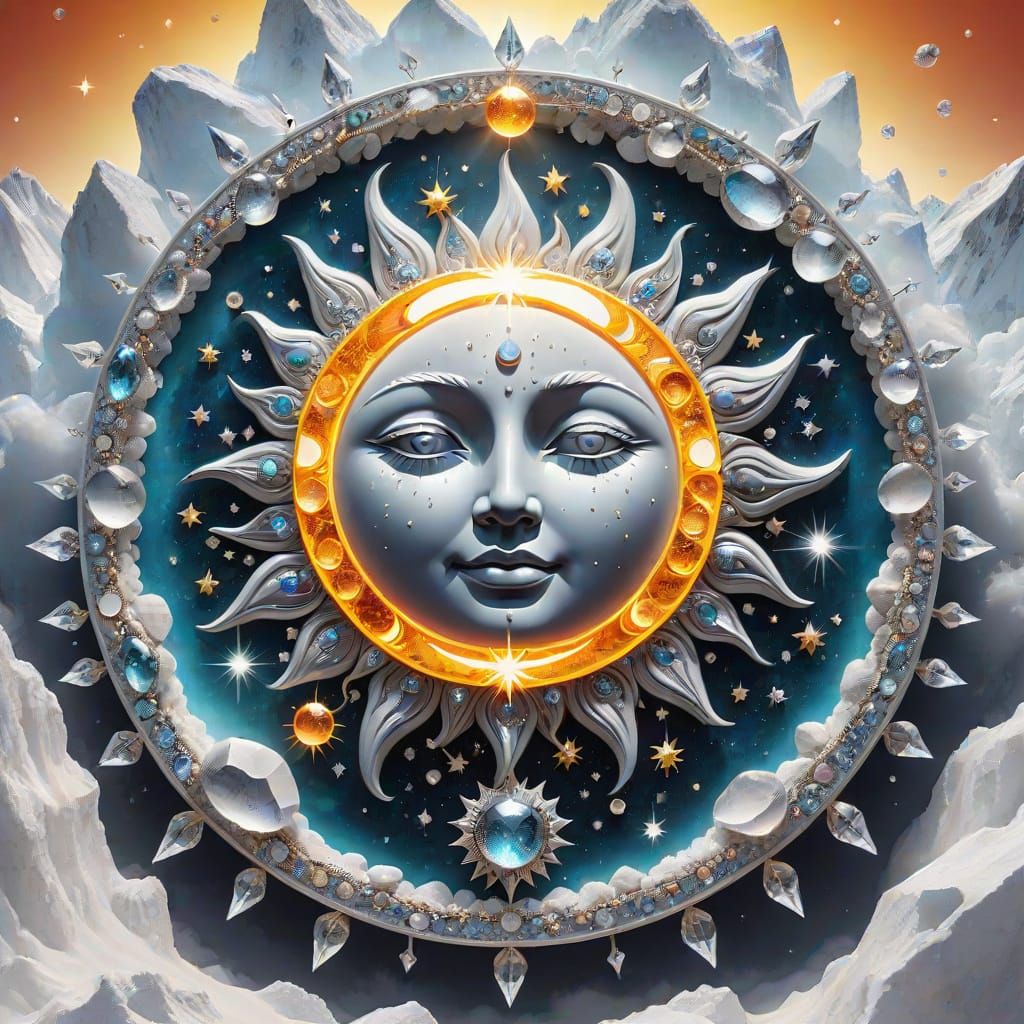 Celestial Crystal Formation in Vibrant Light