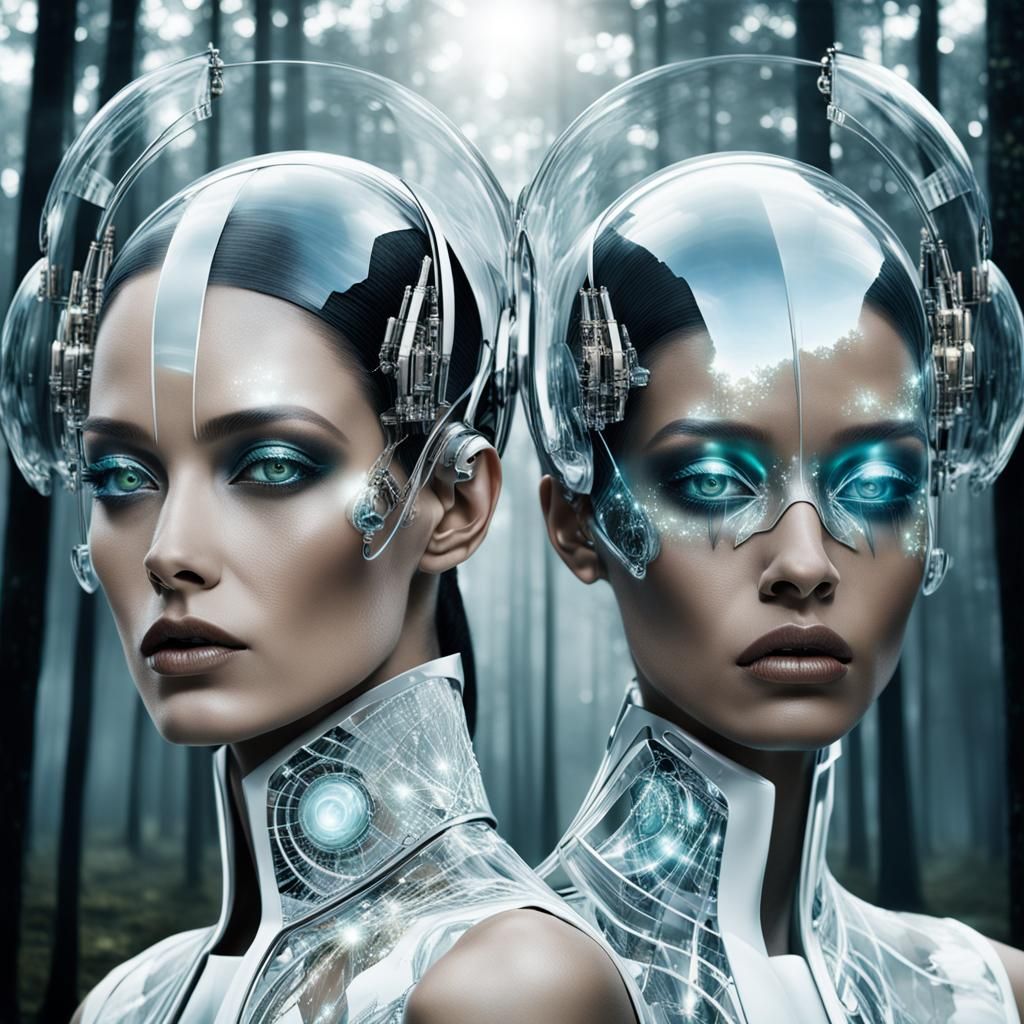 Cyborgs in Vogue: Futuristic Double Exposure Portrait