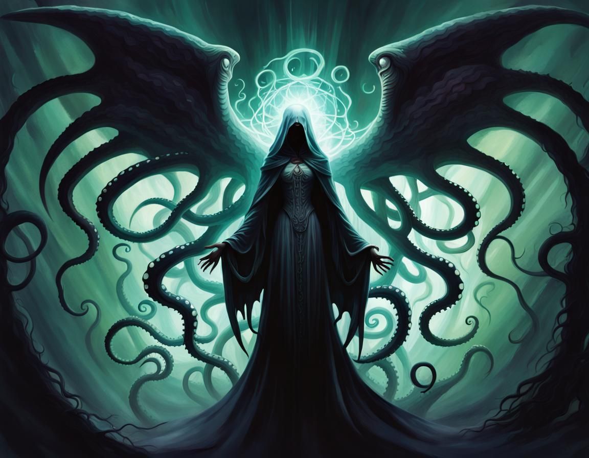 Eldritch Horror Angel with Tentacles and Halo