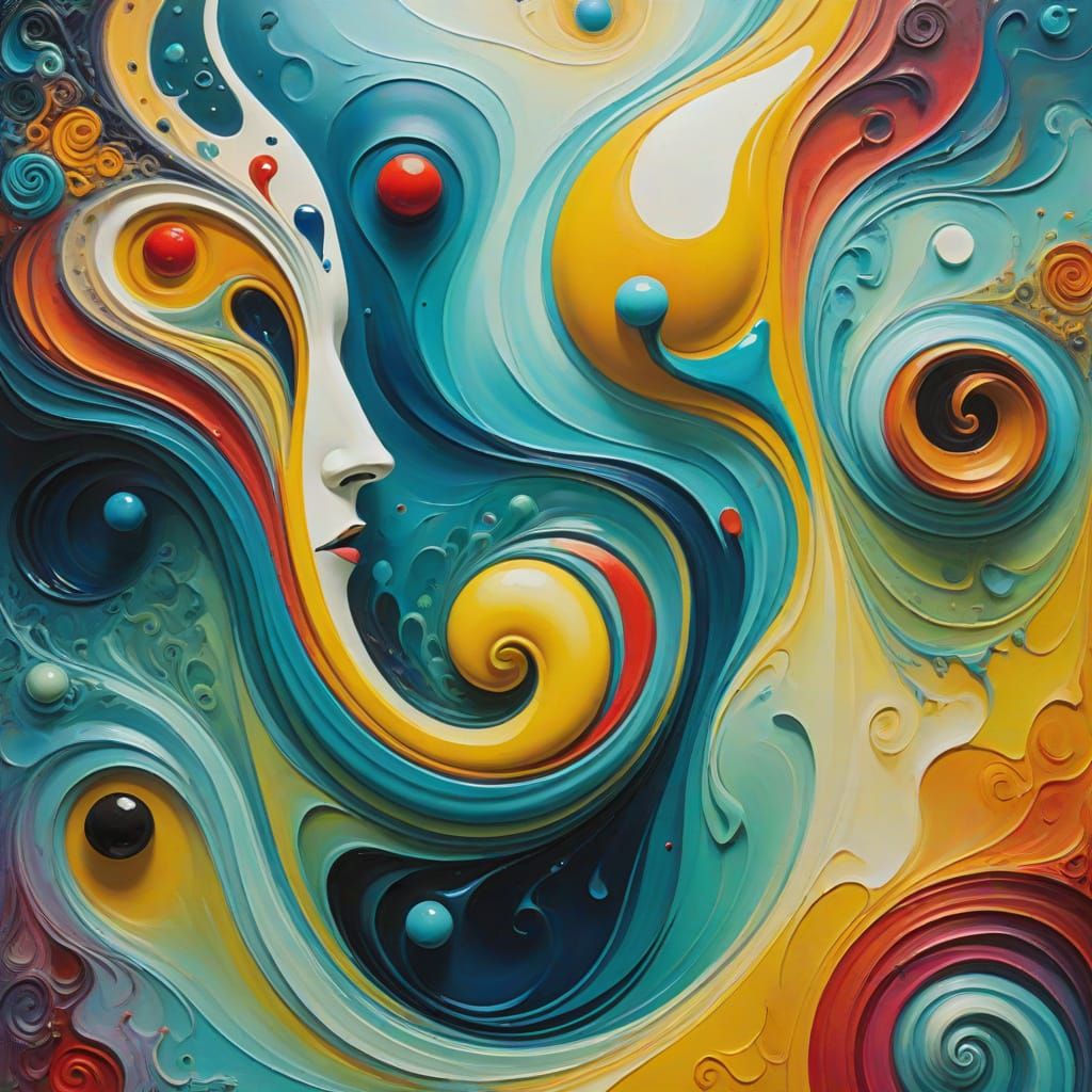 Dreamy Swirling Forms in Surrealist Style