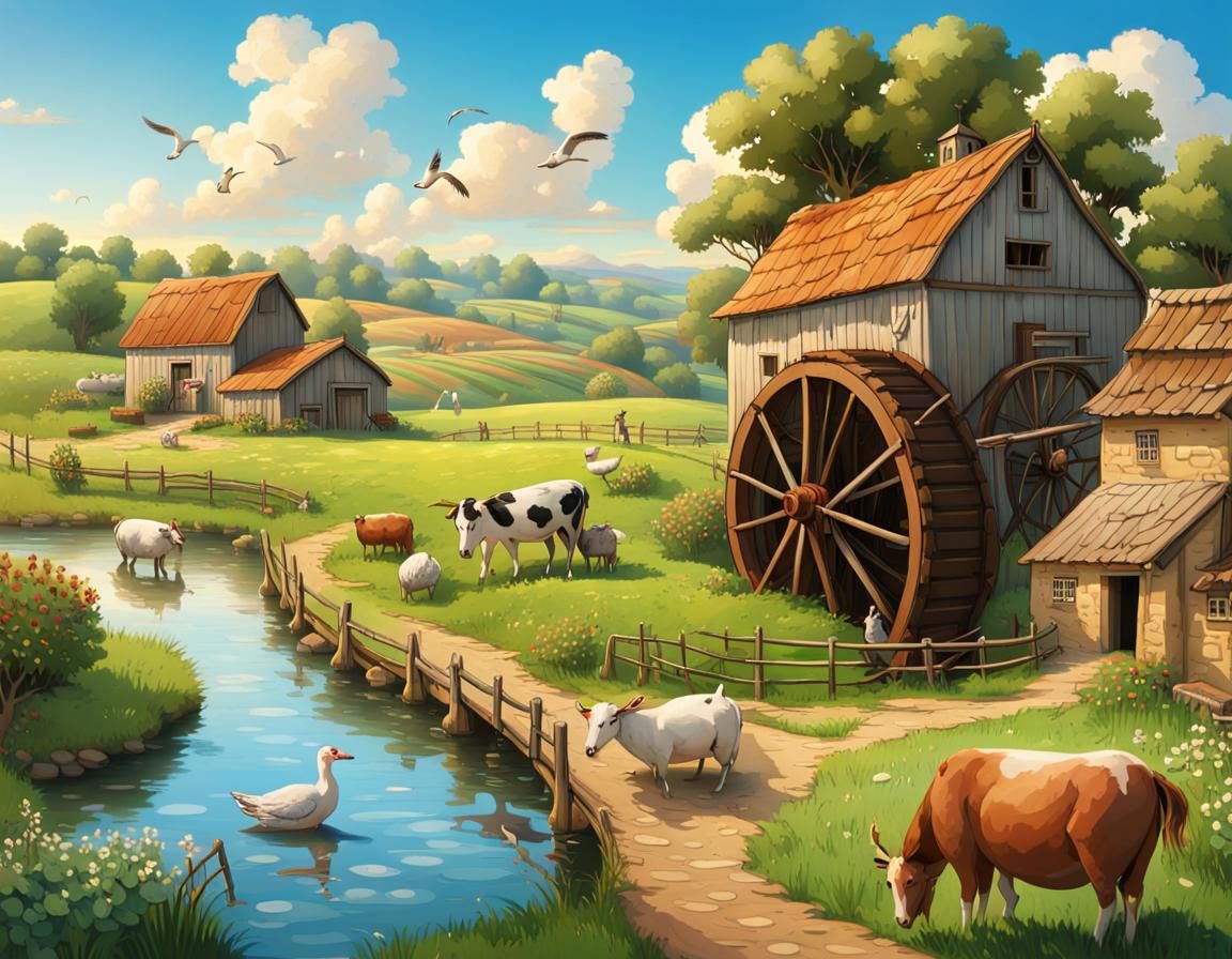 Peaceful Countryside Farm in Hyperdetailed Macro