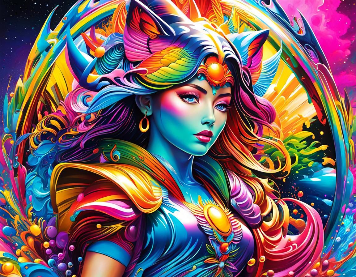 Abstract Fractal Wave Function in Digital Painting Style