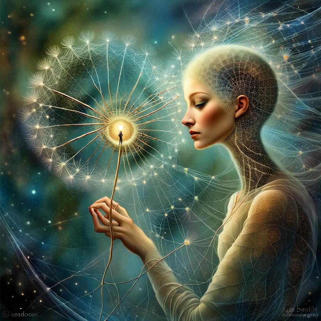 DNA Spiral in Cosmic Galaxy: Surreal Digital Art