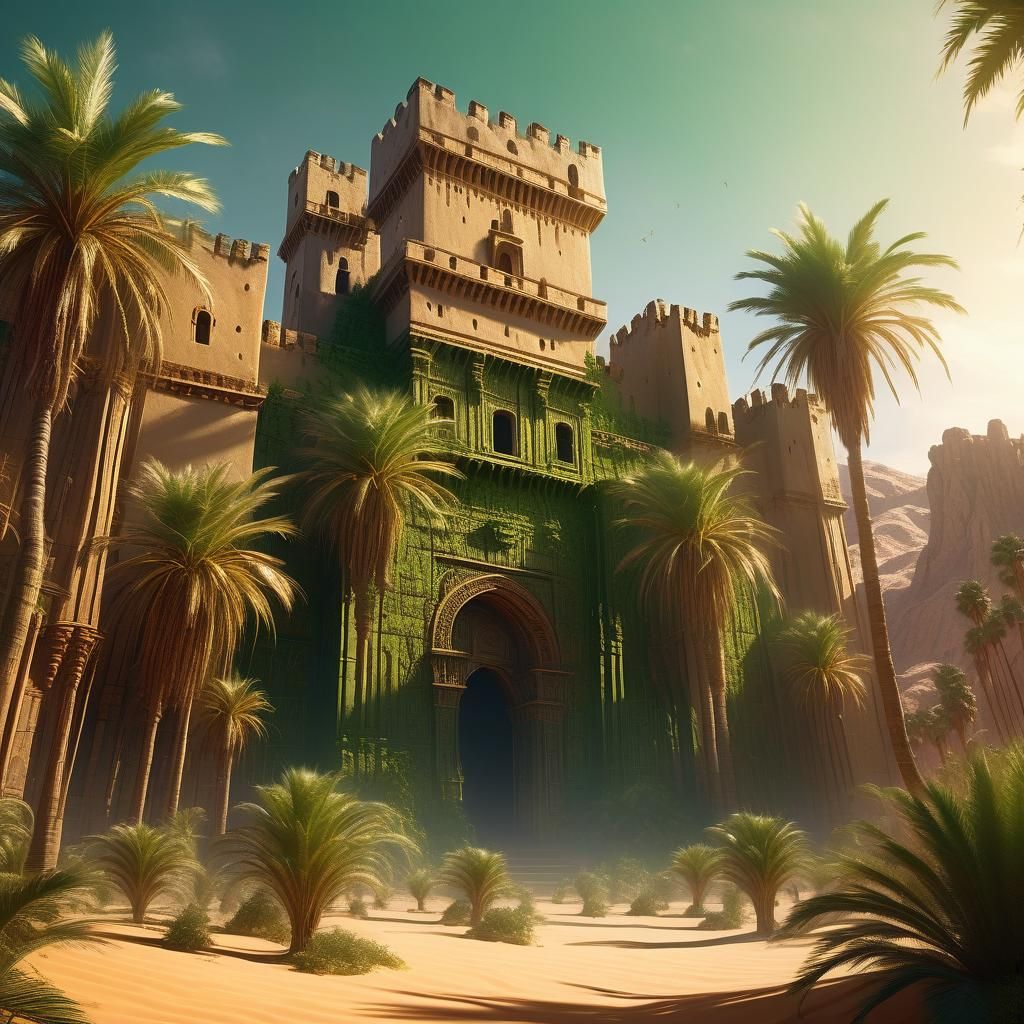 Desert Oasis: Ancient Castle Concept Art