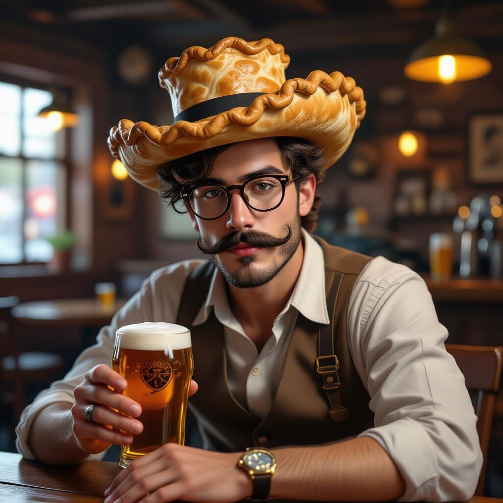 Millennial beer snob in a weird hat