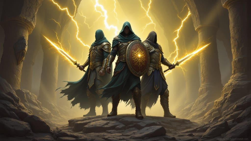 Fantasy Adventurers Stand Against Shadowy Horde