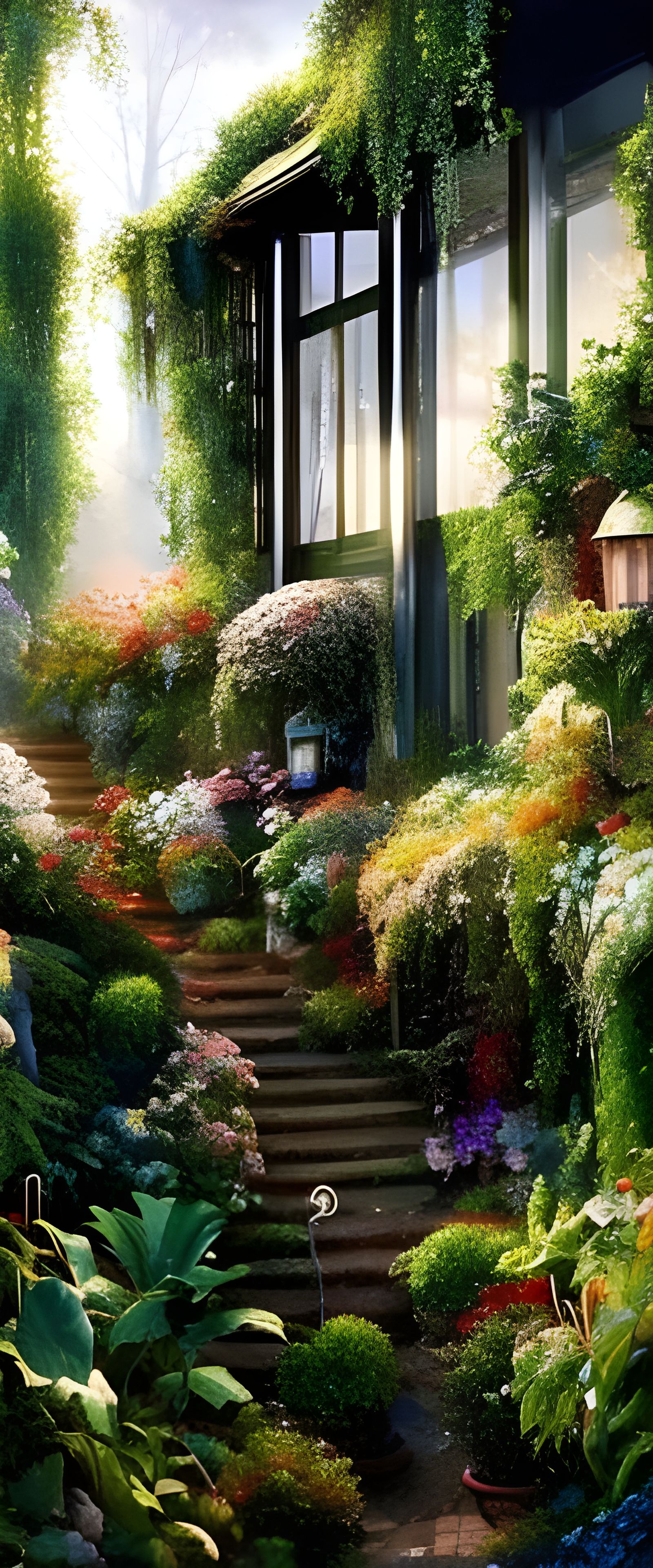 Lush Greenhouse in Woods: Hyperdetailed Art