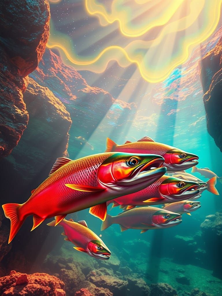 Neon Trout in a High-Fantasy Realm