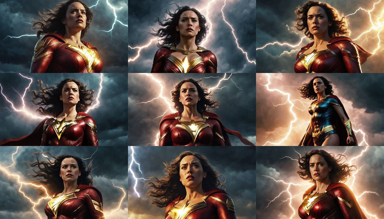 Ssbbw Shazam Cinematic Film Still in Film Grain Style