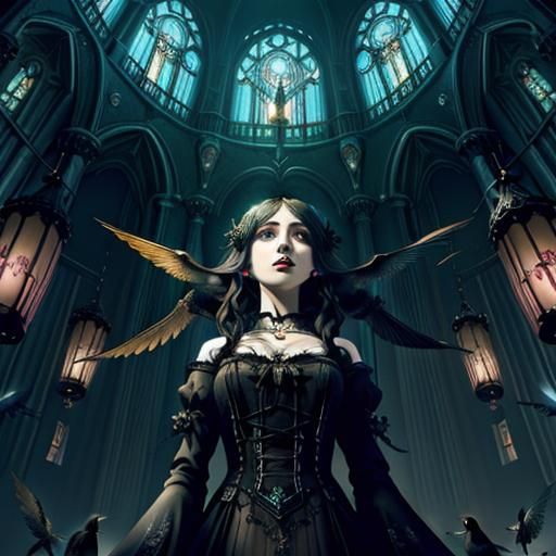 Gothic Masterpiece: Dreamy Surreal Digital Illustration