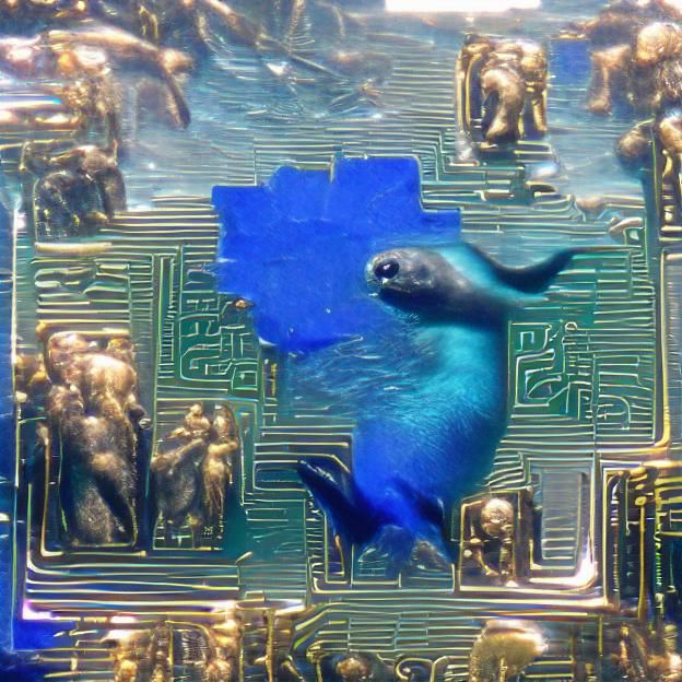 Blue Microprocessor and Seal on Titan in 8K