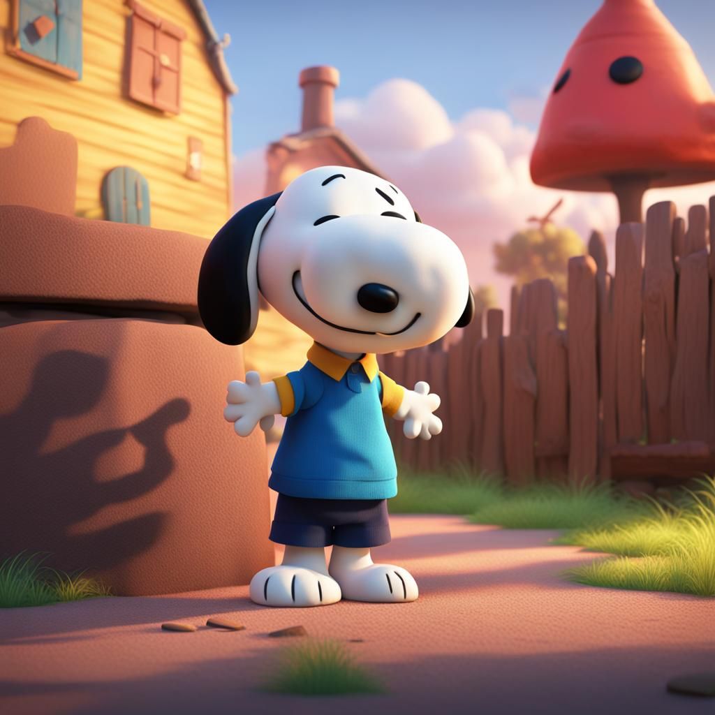 Snoopy and Charlie Brown: 3D Digital Art