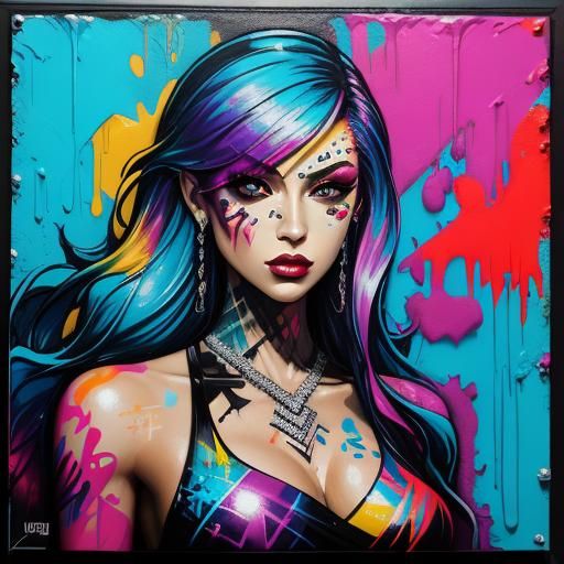 Girl in Graffiti Art with Diamond Accents