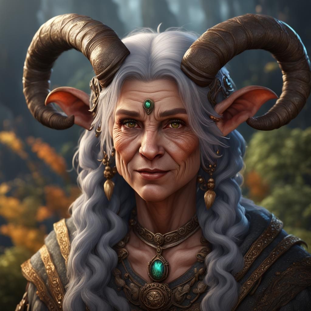 Lovely Old Female Satyr Druid Portrait