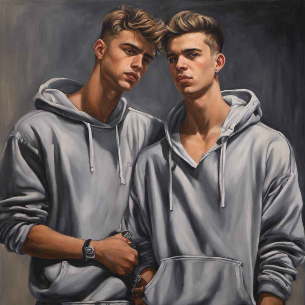 Photorealistic Painting of Two Young Men