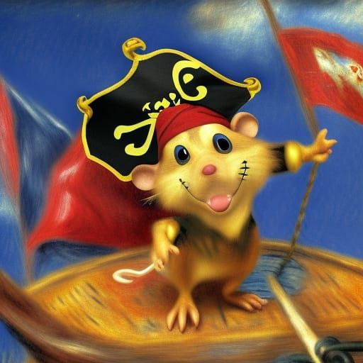 Pirate Mouse Raises Flag on Cheese Galleon