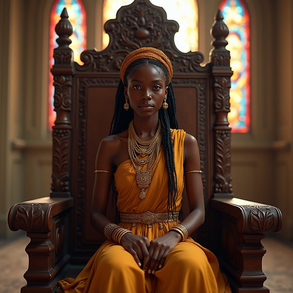 A Regal Malian Queen in Vibrant Traditional Attire