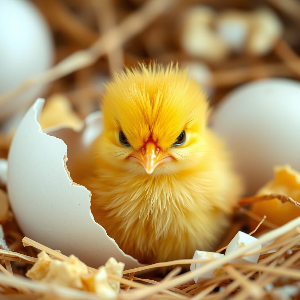 Grumpy Chick Emerges: A Close-Up of New Life