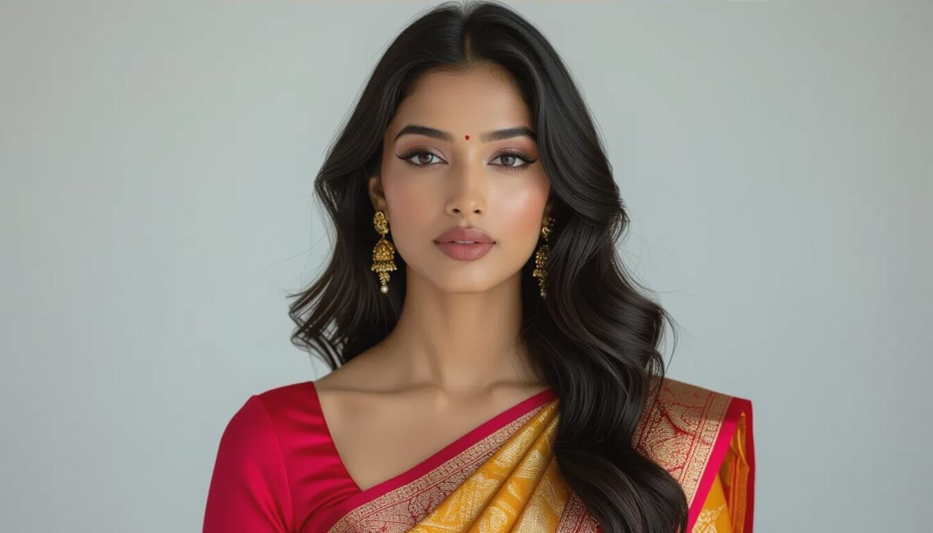 Stunning Indian Woman in Modern Saree: 8K Influencer Photo
