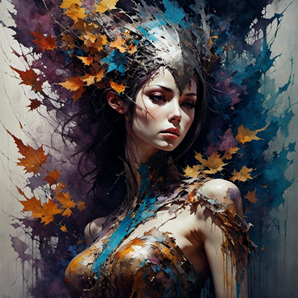 Animated Woman with Wood Splash Effect