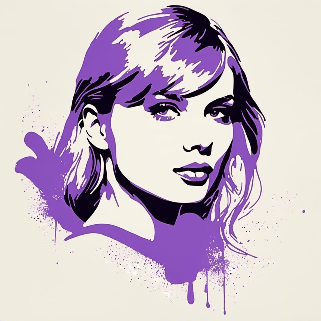 Minimalist Taylor Swift Portrait with Lavender Accent