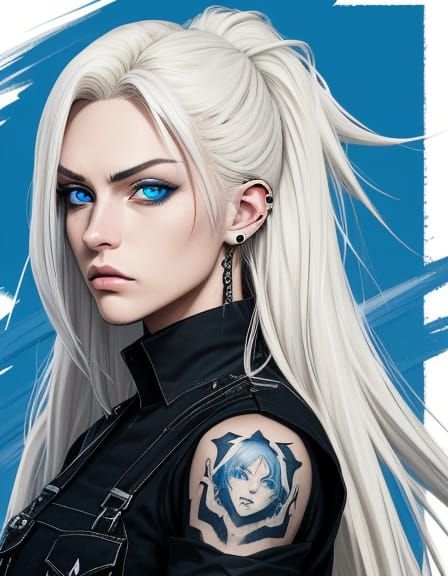 Rebellious Anime Beauty in Vibrant Cel-Shaded Style