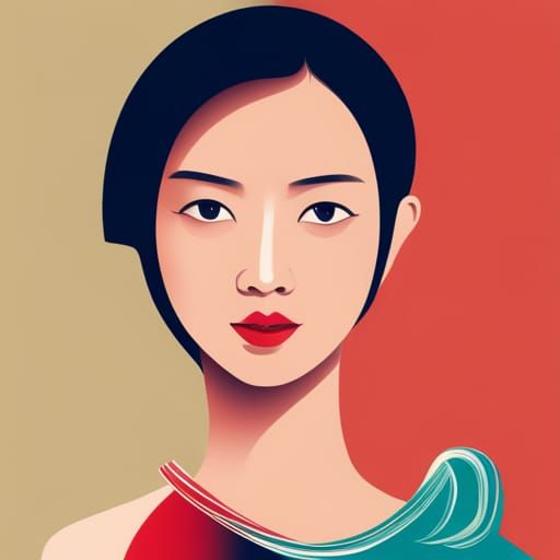 Vietnamese Girl Portrait in Abstract Style