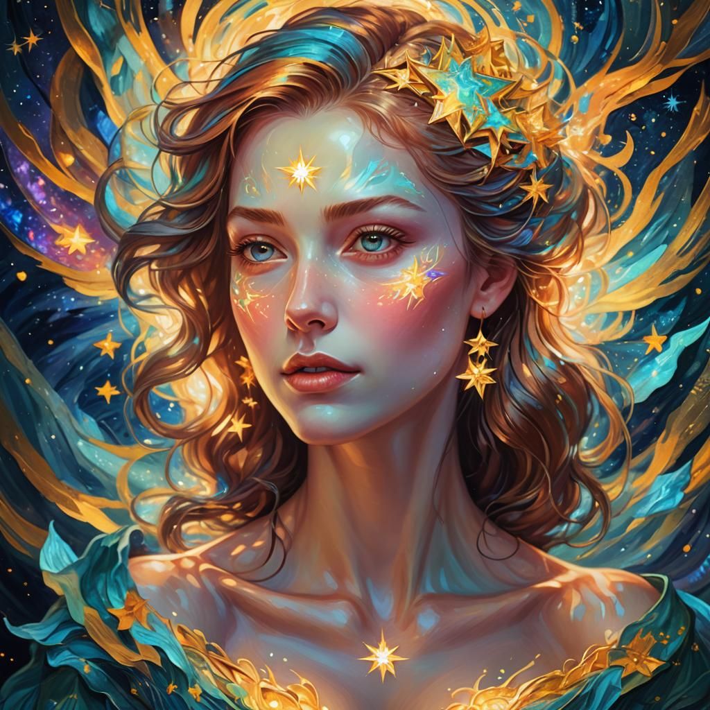 Luminescent Star Portrait in Fantasy Style