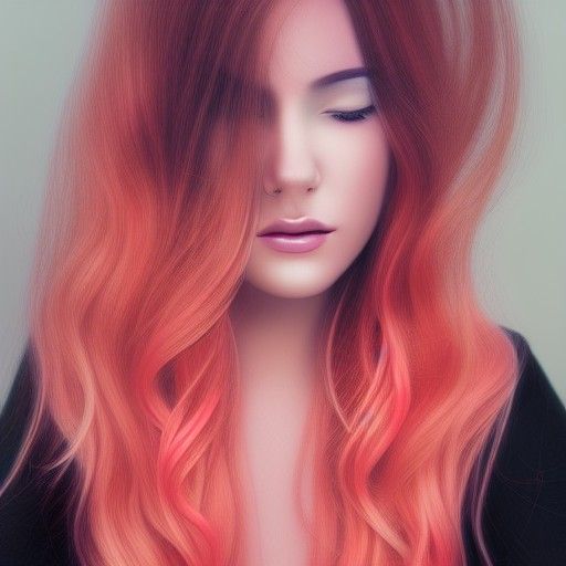 Photorealistic Woman with Gradient Hair and Natural Makeup