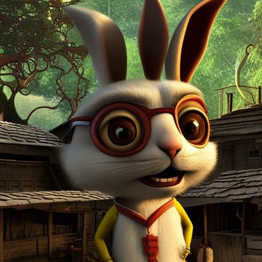 Animated Rabbit Character in Kerala Village